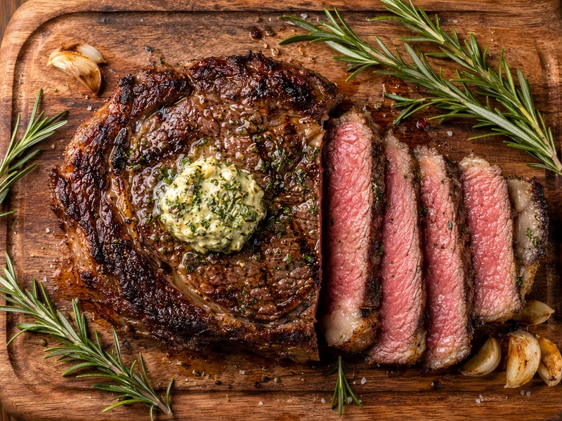 Grilled Ribeye Steak with Herb Garlic Butter