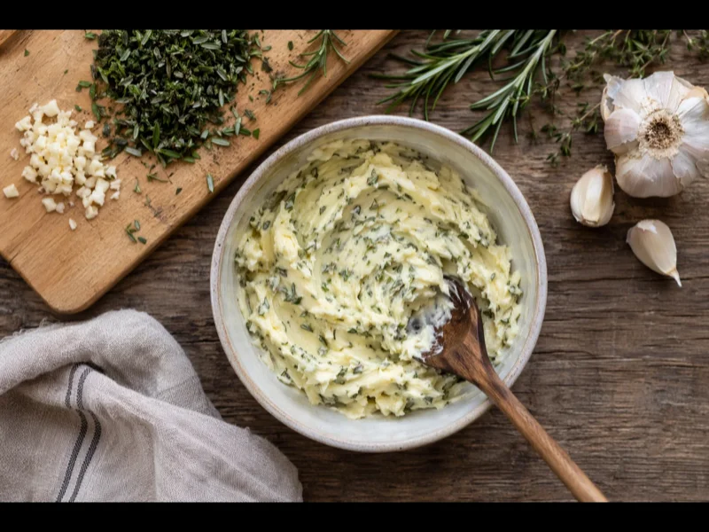 Spreading herb butter under the skin of a turkey breast with fingers